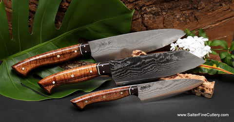 3-pc chef knife set Camelback-collection handmade luxury kitchen knives from Salter Fine Cutlery