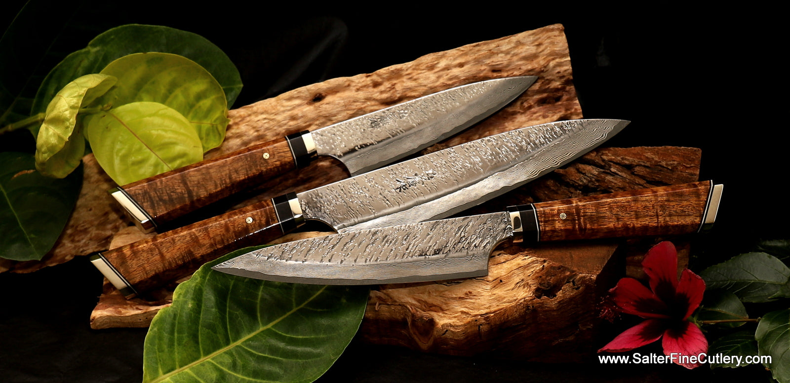 Custom exclusive design raptor collection chef knives for professional chefs or home cooking kitchens from Salter Fine Cutlery of Hawaii