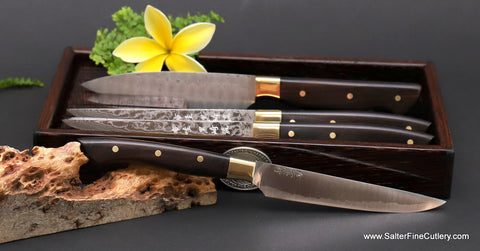 Custom Personal steak knife set with in-drawer storage rack by Salter Fine Cutlery