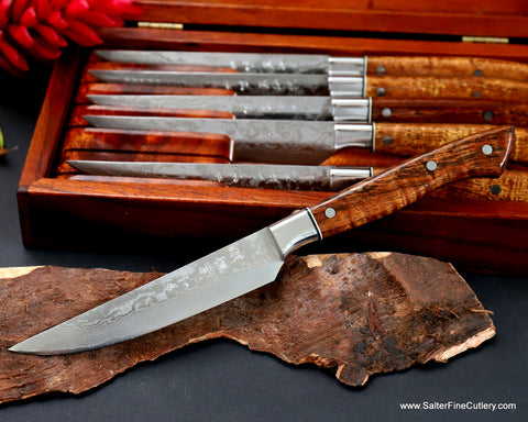 6-piece steak knife set in keepsake box luxury tableware by Salter Fine Cutlery