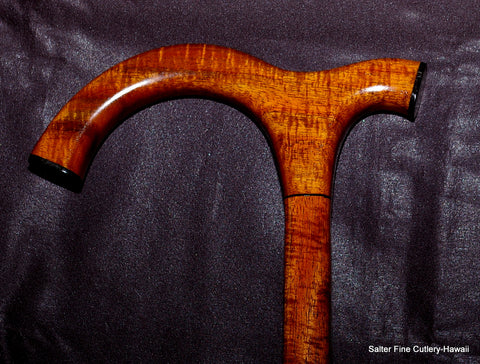 Custom handcrafted Hawaiian koa wood cane by Salter Fine Cutlery