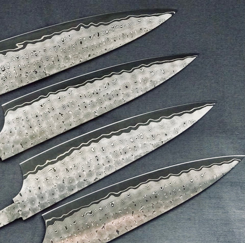 New Charybdis blades with whirlpool pattern and distinctive white accent line now in stock in limited sizes and quantities at Salter Fine Cutlery