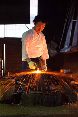 Japanese blacksmith forging knives exclusive designs for Salter Fine Cutlery