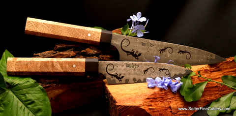 Custom engraving available on Salter Fine Cutlery chef knives