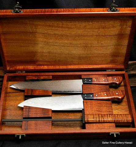 Chef Knife sets with custom handmade handles and logo engraving from Salter Fine Cutlery for corporate gifting