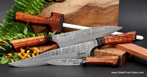4-pc Grilling set hand-forged VillageForge collection from Salter Fine Cutlery custom luxury culinary knives