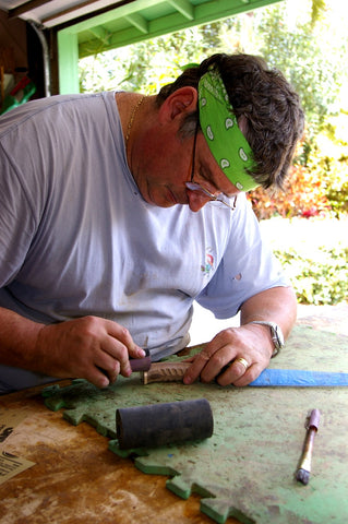 Gregg creating the handle shape and design