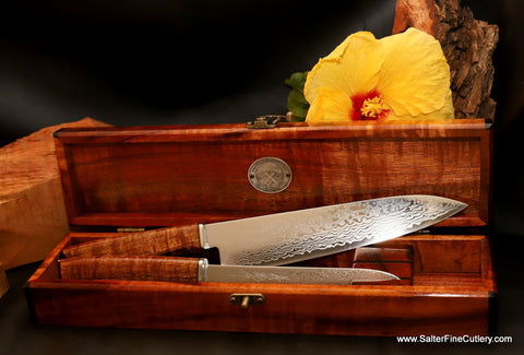 High Quality handmade stainless Japanese damascus chef knife set from Salter Fine Cutlery
