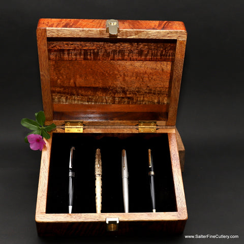 Collectible Pen box to hold 4 pens by Salter Fine Cutlery and custom Woodworking Hawaii