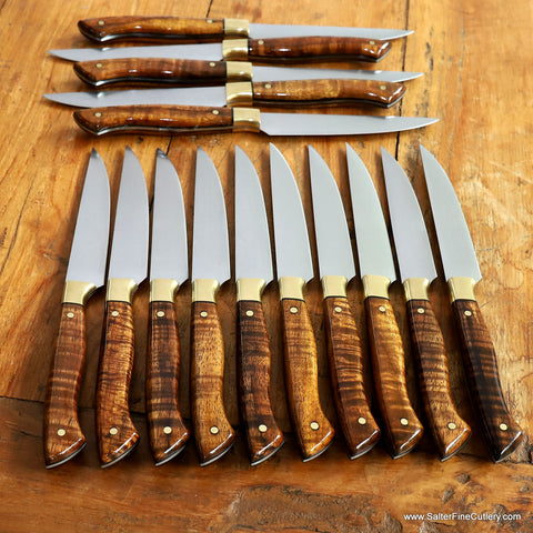 Refurbished set of steak knives after 6 years of heavy restaurant use Salter Fine Cutlery