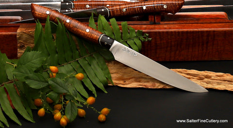 Custom handmade steak knife set from Salter Fine Cutlery luxury cutlery for the home