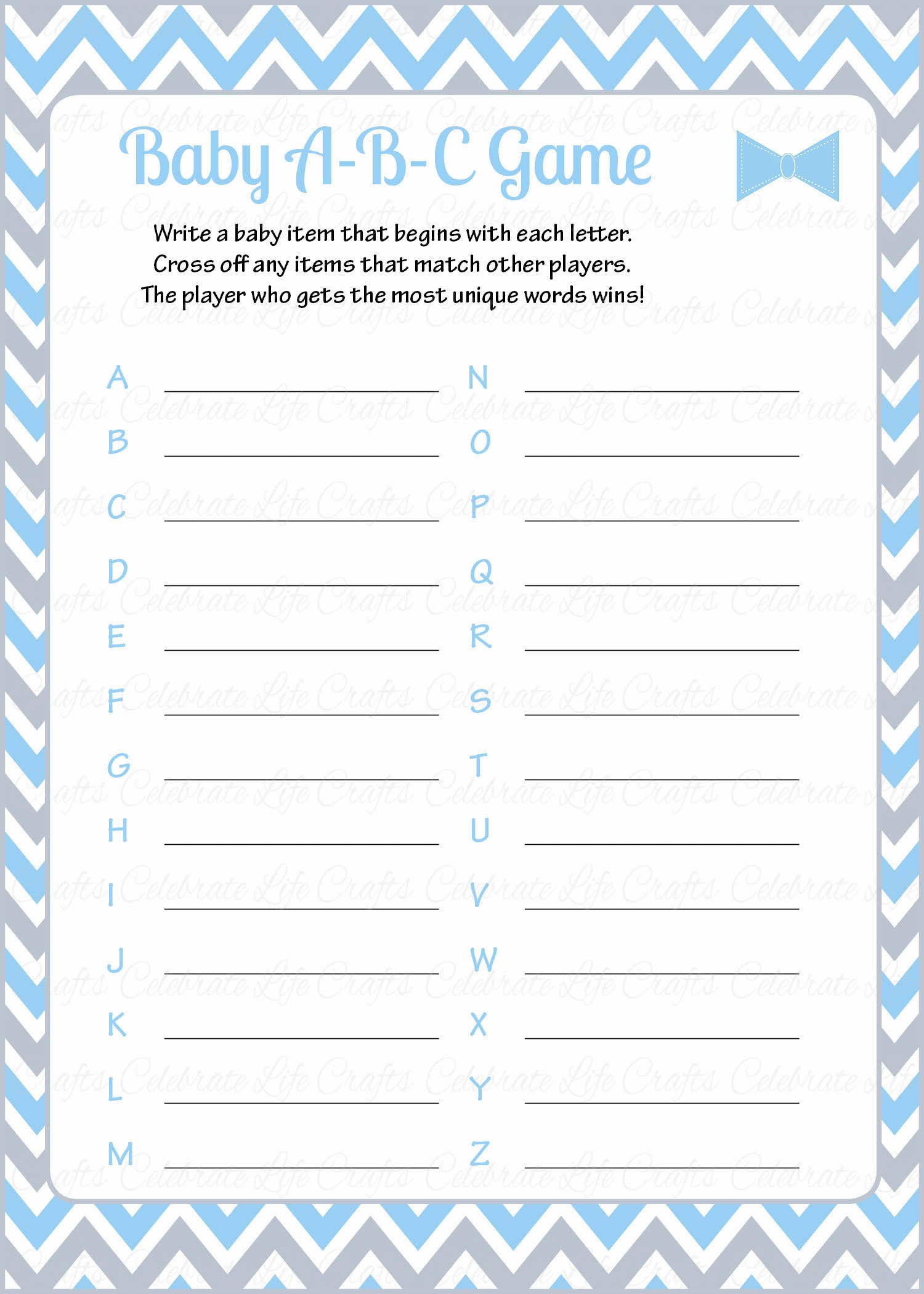 Free Baby Shower Game Templates Printable