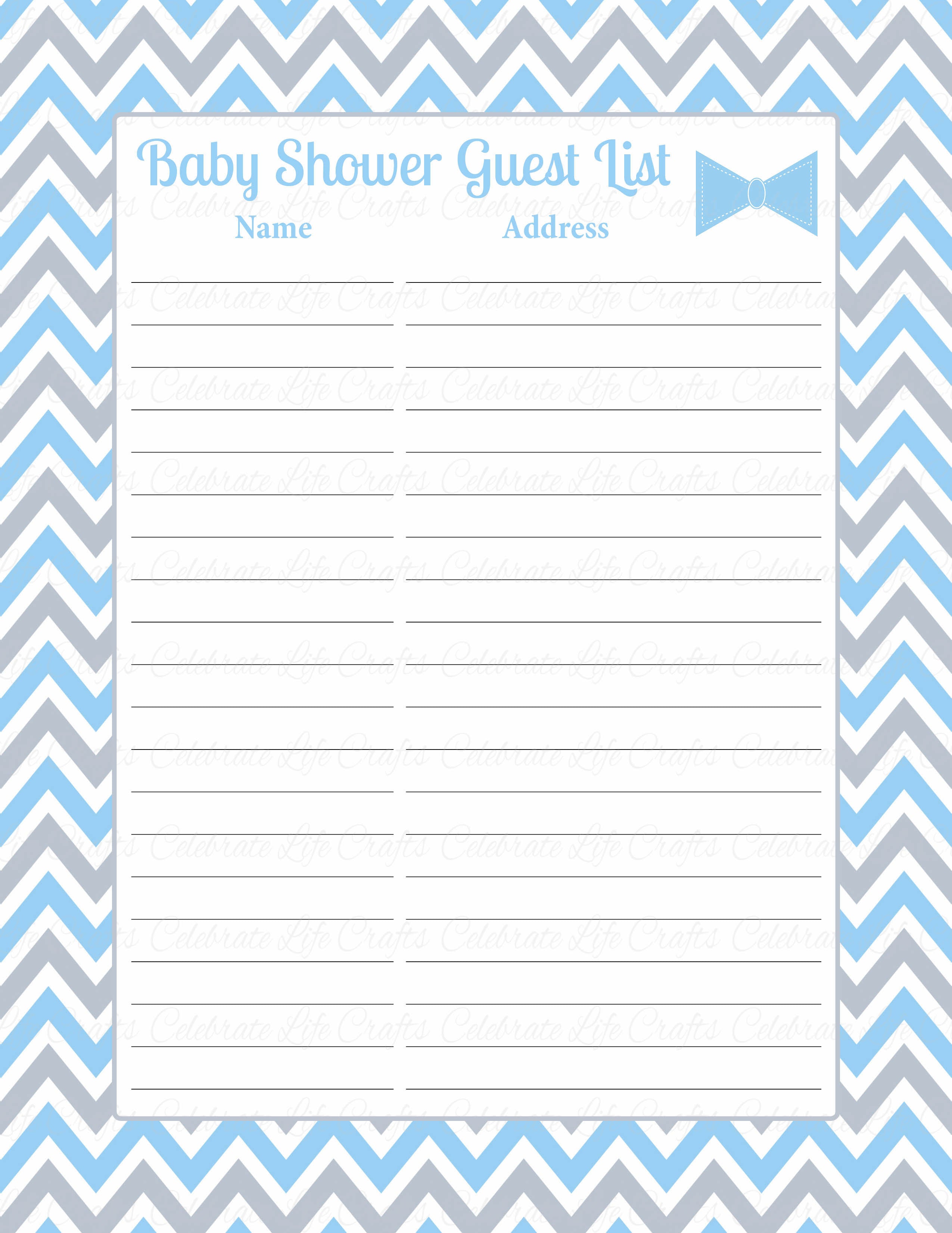 Free Printable Baby Shower Guest List Template