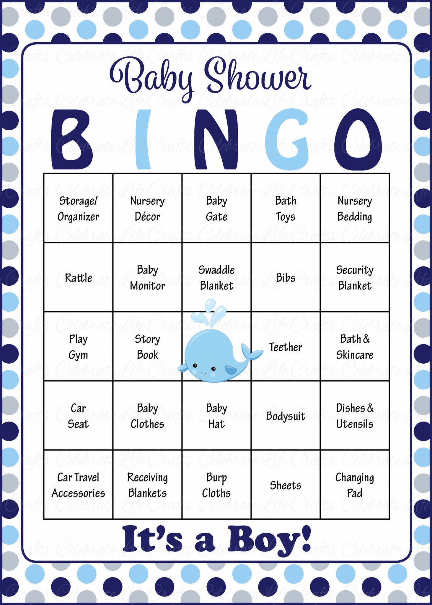 Blank Baby Shower Bingo Template Items Similar To BINGO CARDS Blank 