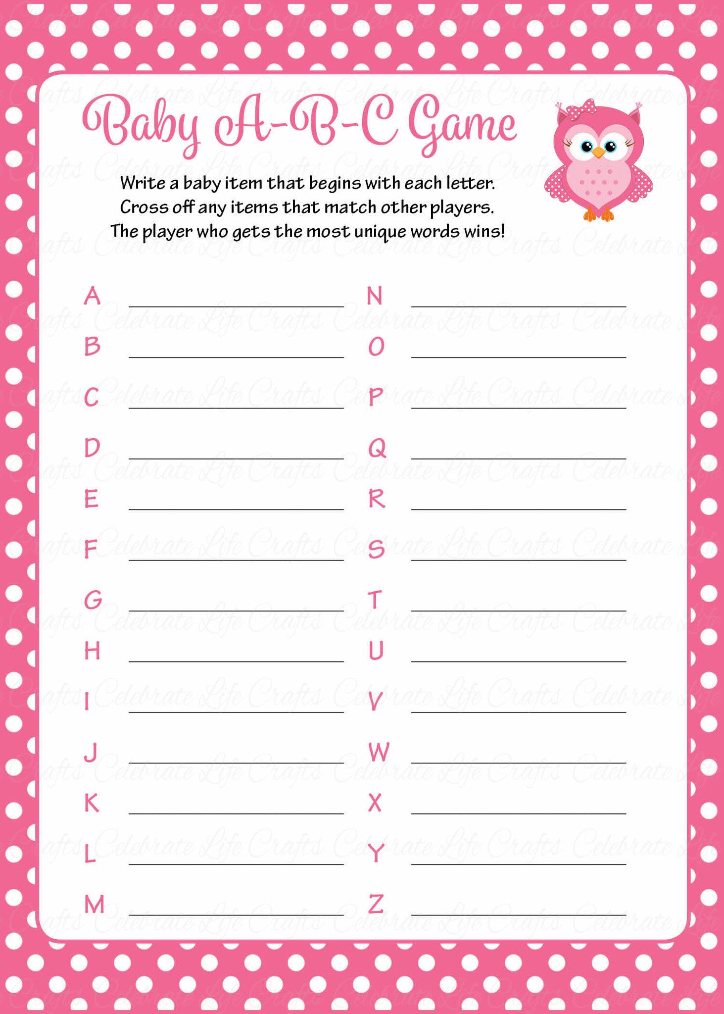 Baby Shower Games Free Printable Sheets