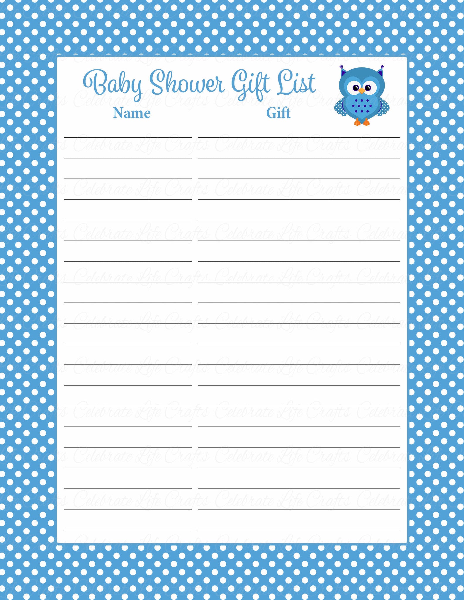 Baby Shower Gift List Owl Baby Shower Theme For Baby Boy Blue