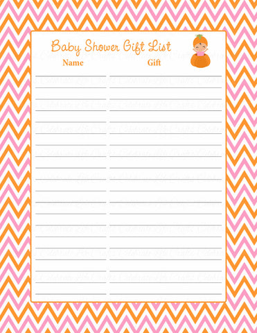 Baby Shower Gift List Little Pumpkin Baby Shower Theme For Baby