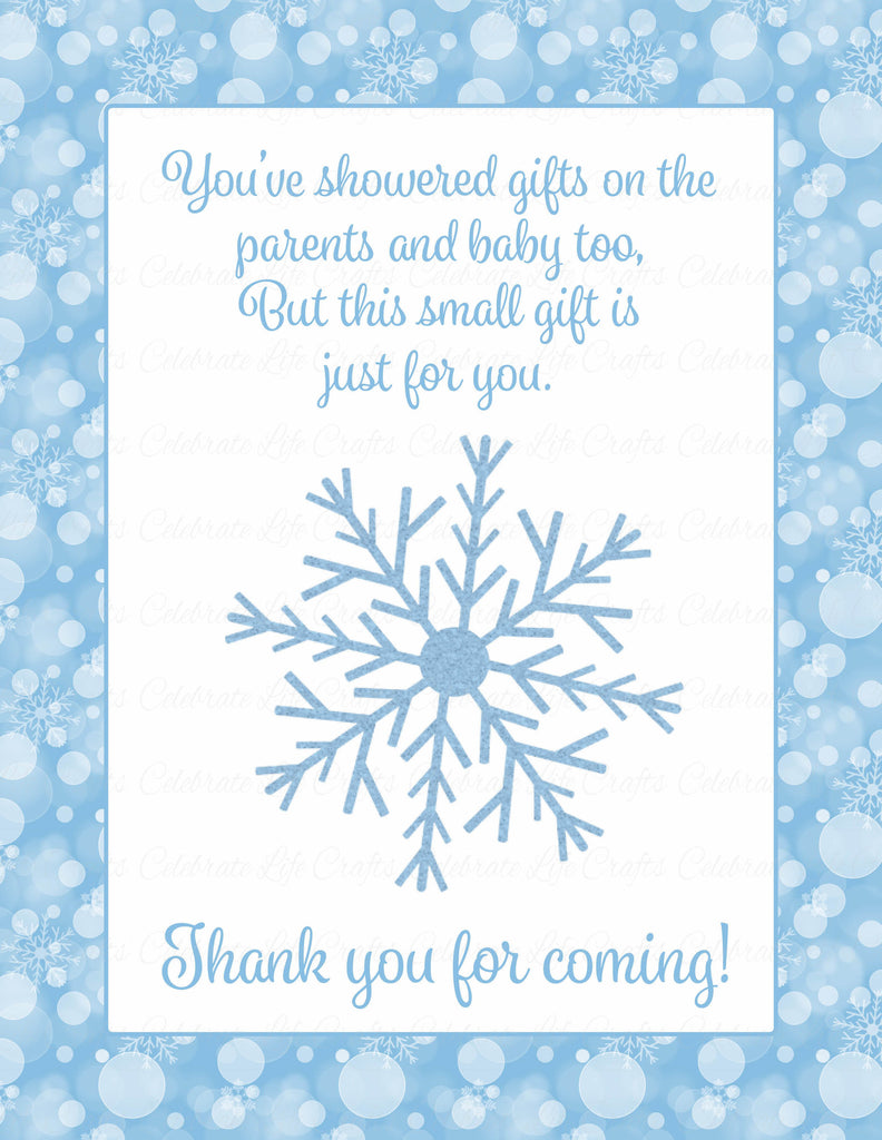 Blue Snowflake Stickers, Thank You Snow Much Winter Baby Shower, Birthday  or Bridal Shower Round Labels, Blue and Silver Snow Stickers, 40ct 
