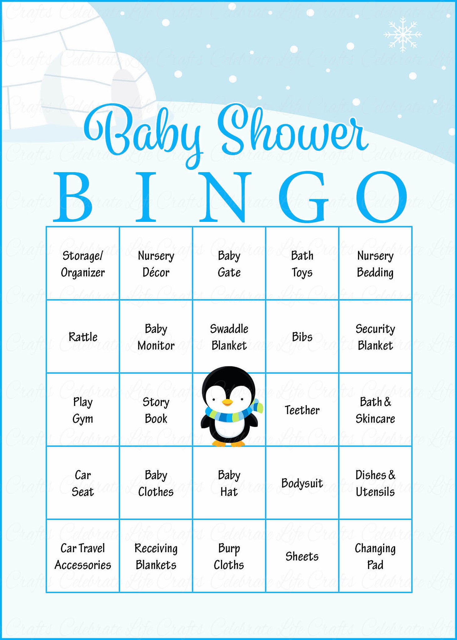 Baby Shower Bingo Words
