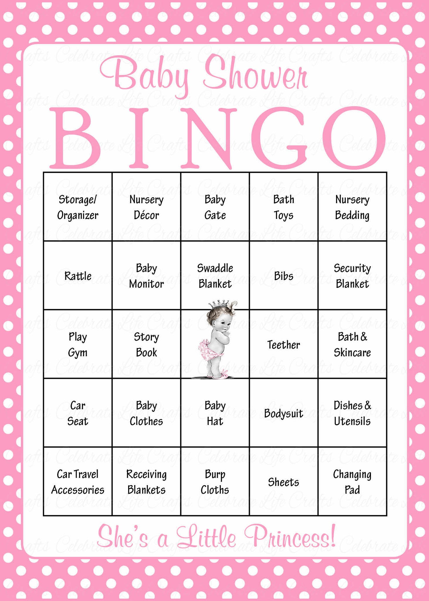 princess baby shower game download for girl baby bingo