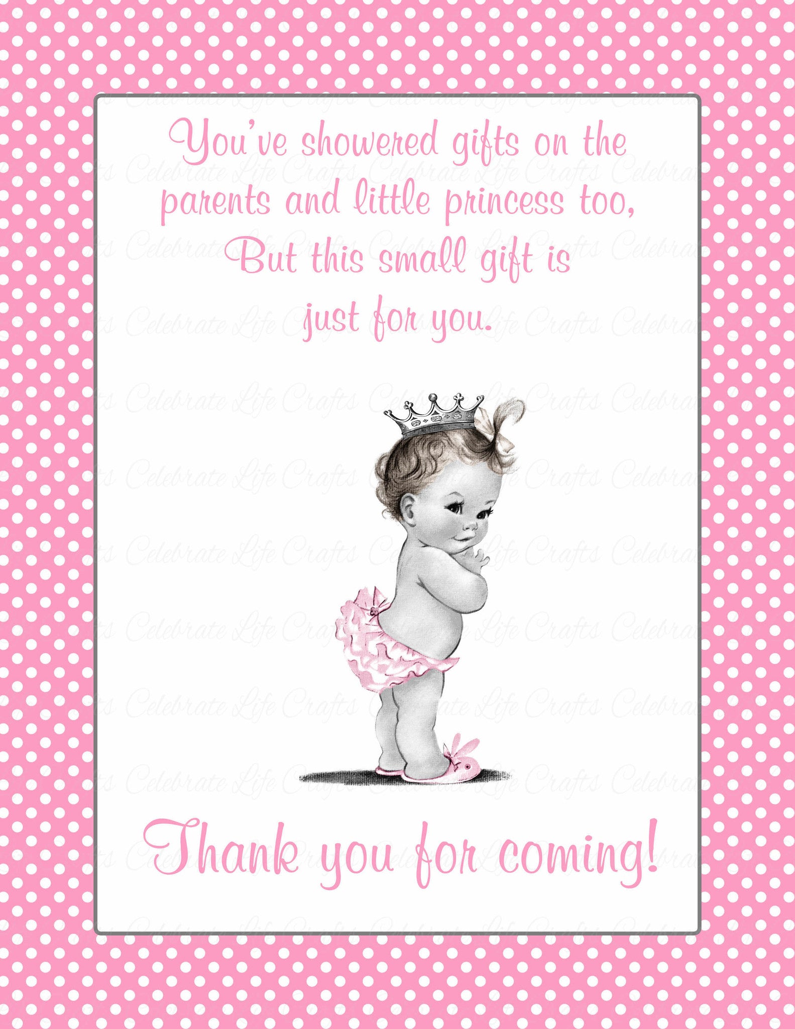 Thank You Favor Sign for Baby Shower - Princess Baby Shower Theme for Baby Girl - Pink ...