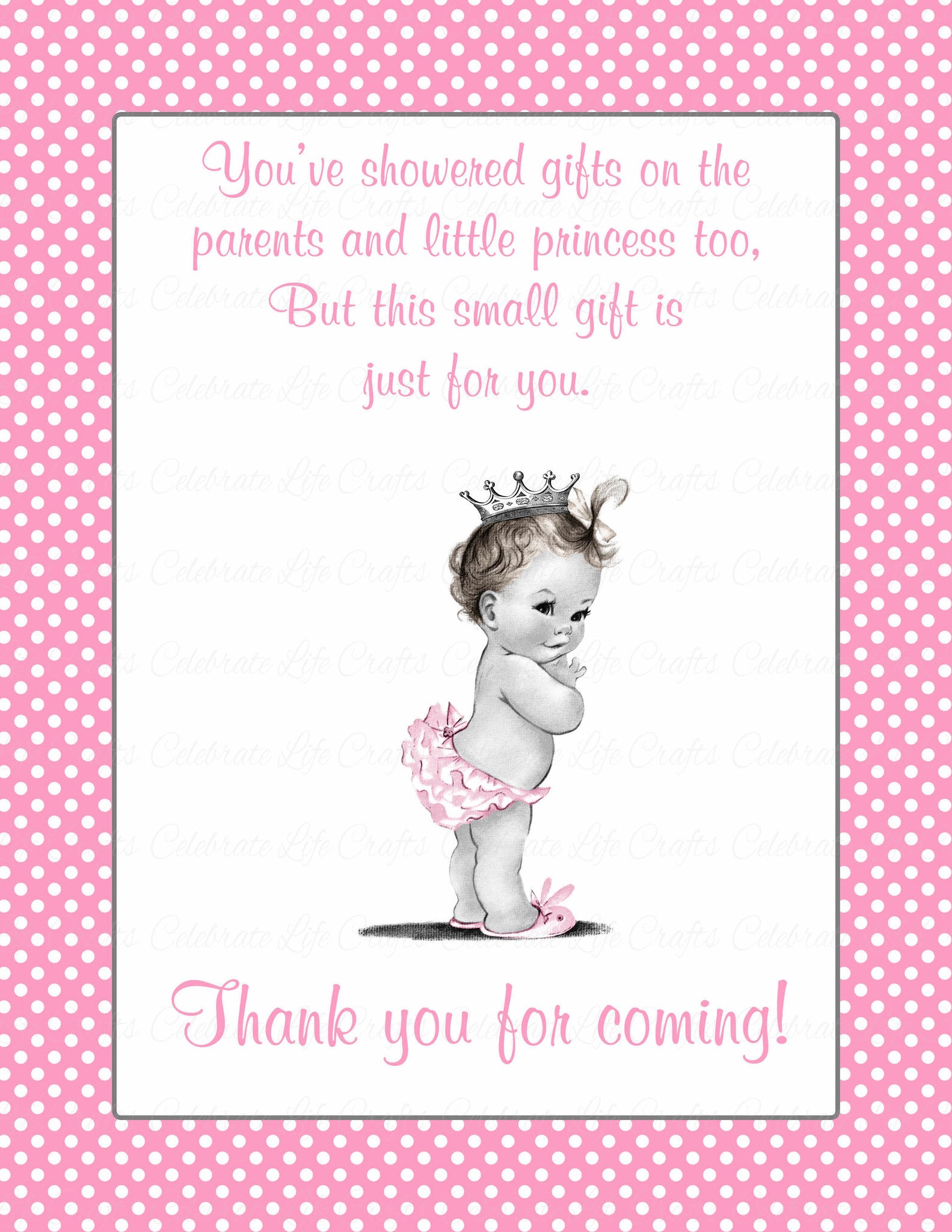 Thank You Favor Sign for Baby Shower - Princess Baby Shower Theme for Baby Girl - Pink ...1583 x 2048