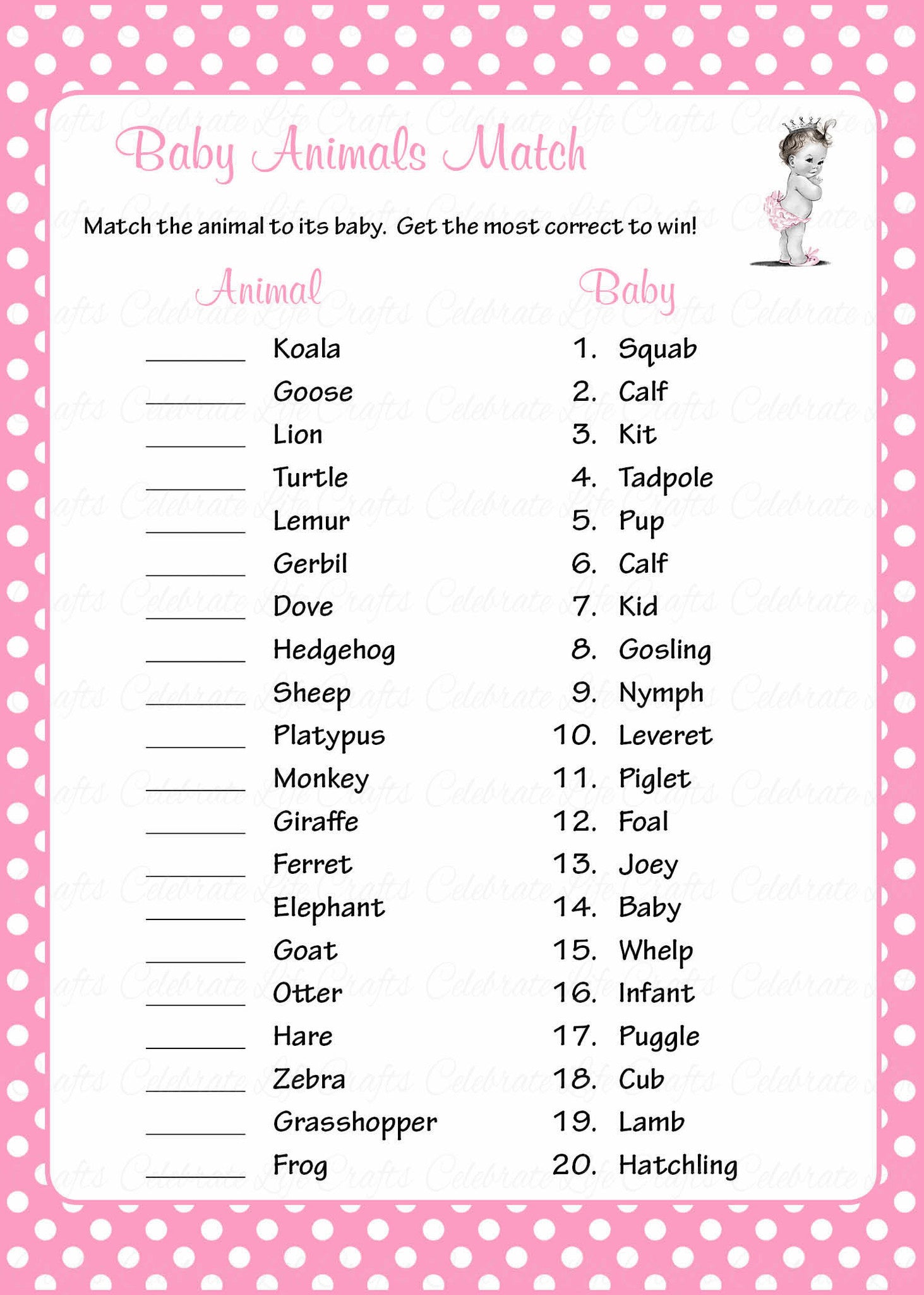 baby-animals-match-baby-shower-game-princess-baby-shower-theme-for-baby-girl-pink