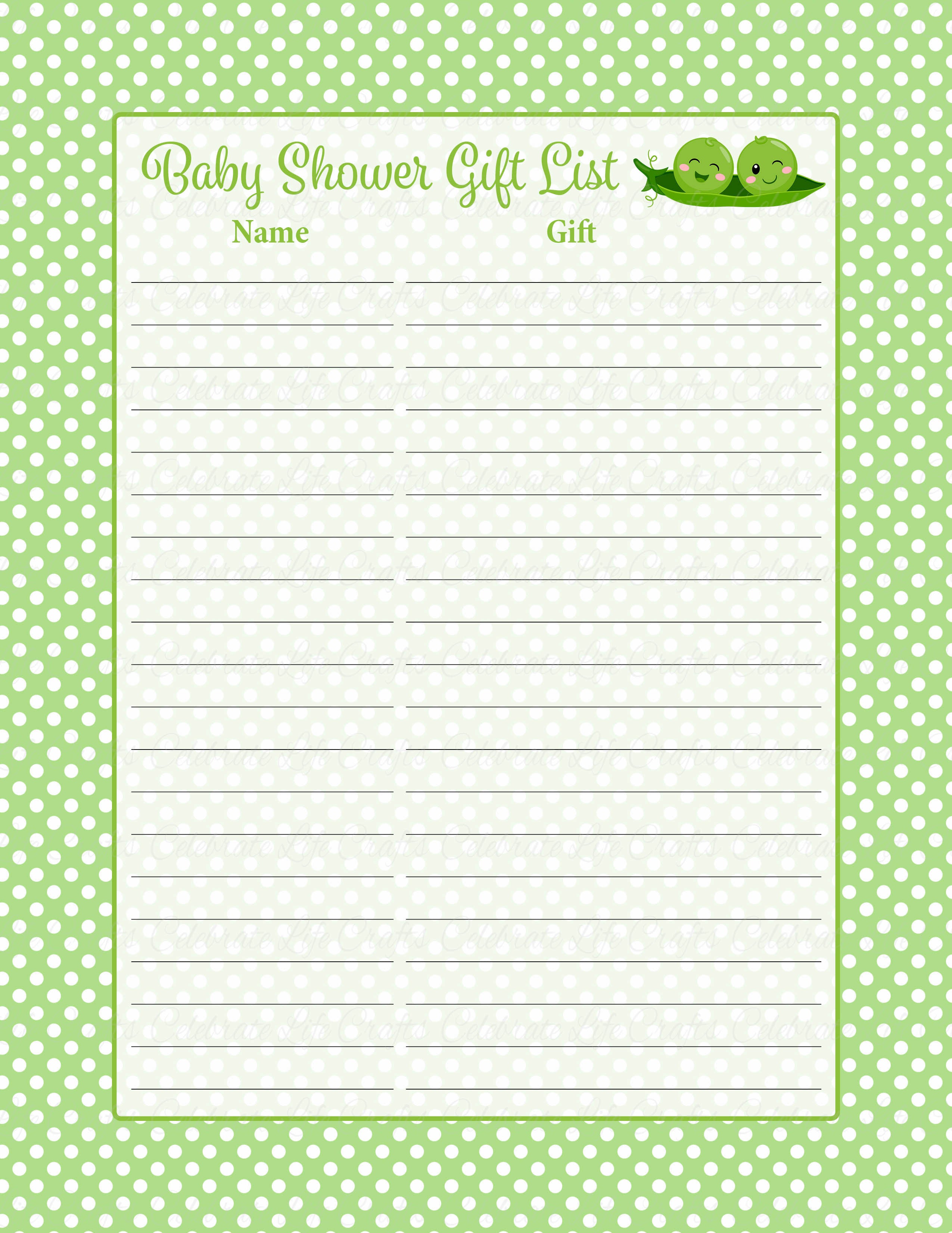 Baby Shower Gift List Peas In A Pod Baby Shower Theme For Baby Boy