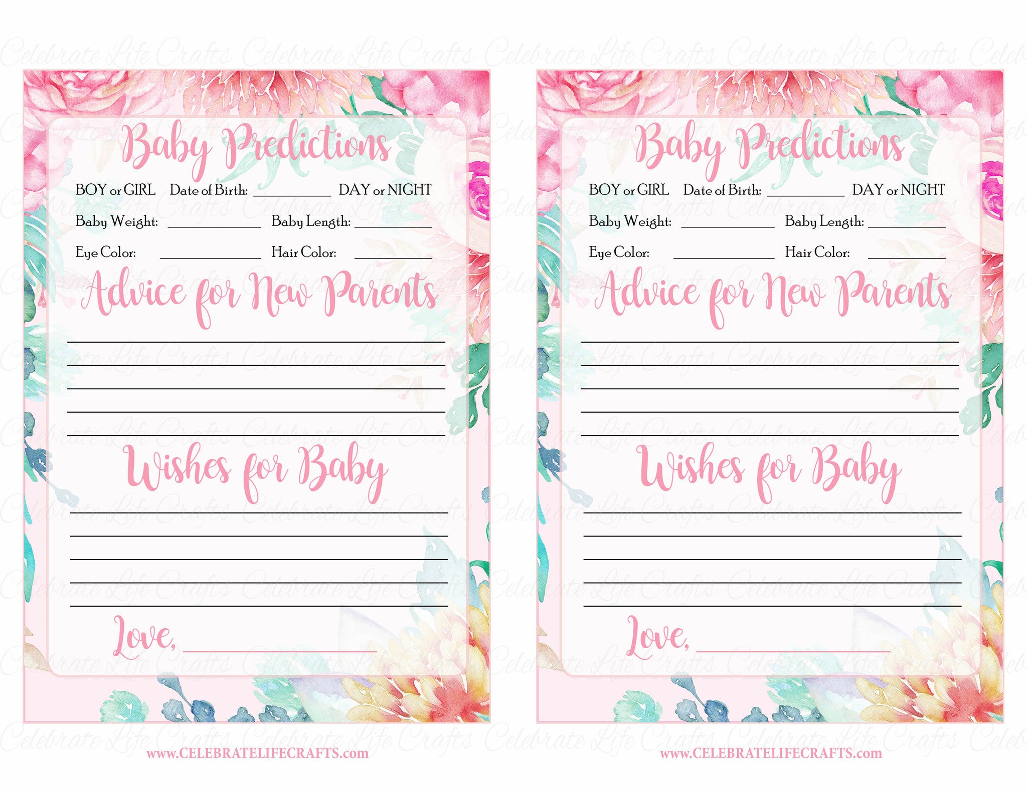 Prediction & Advice Baby Shower Activity - Spring Baby ...