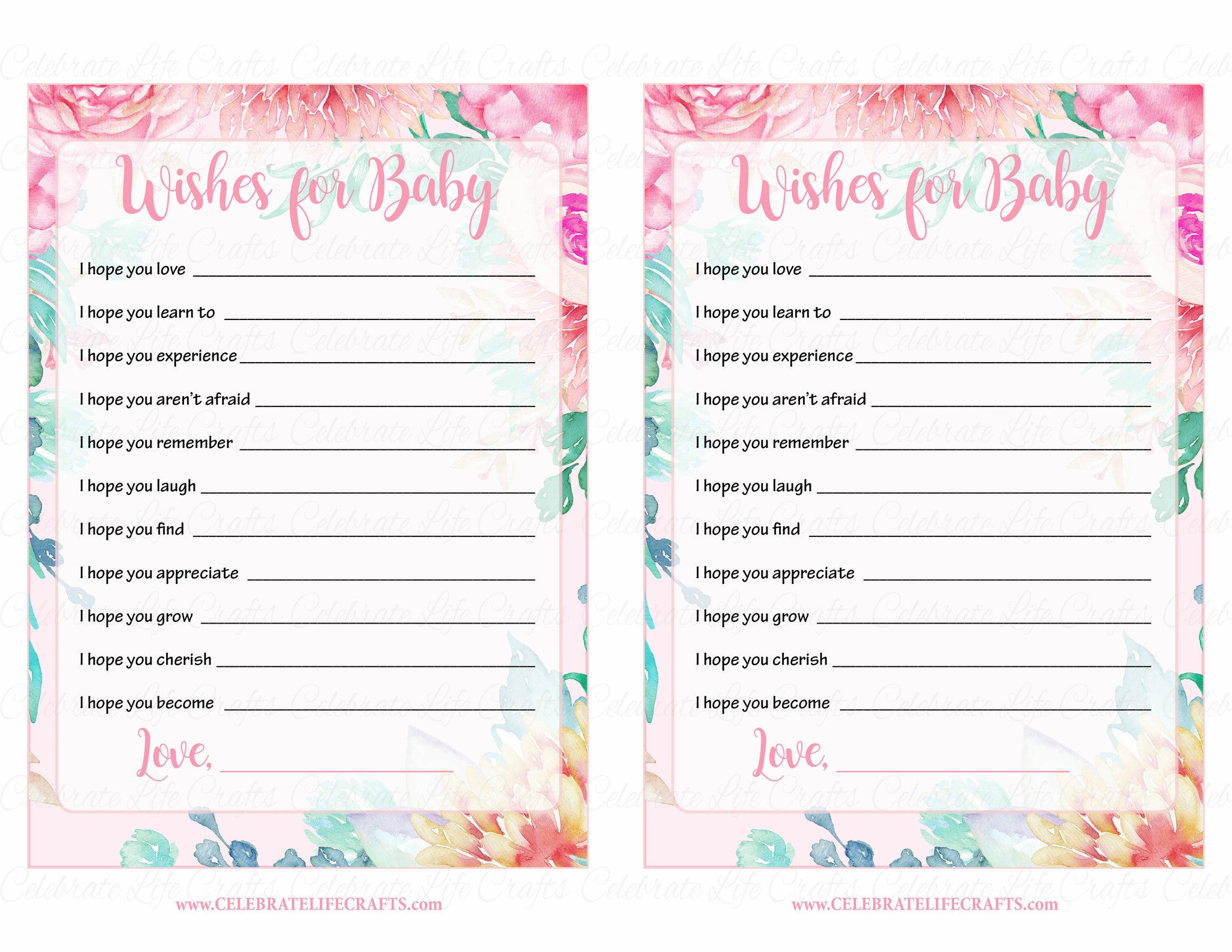Wishes for Baby Shower Activity - Spring Baby Shower Theme ...