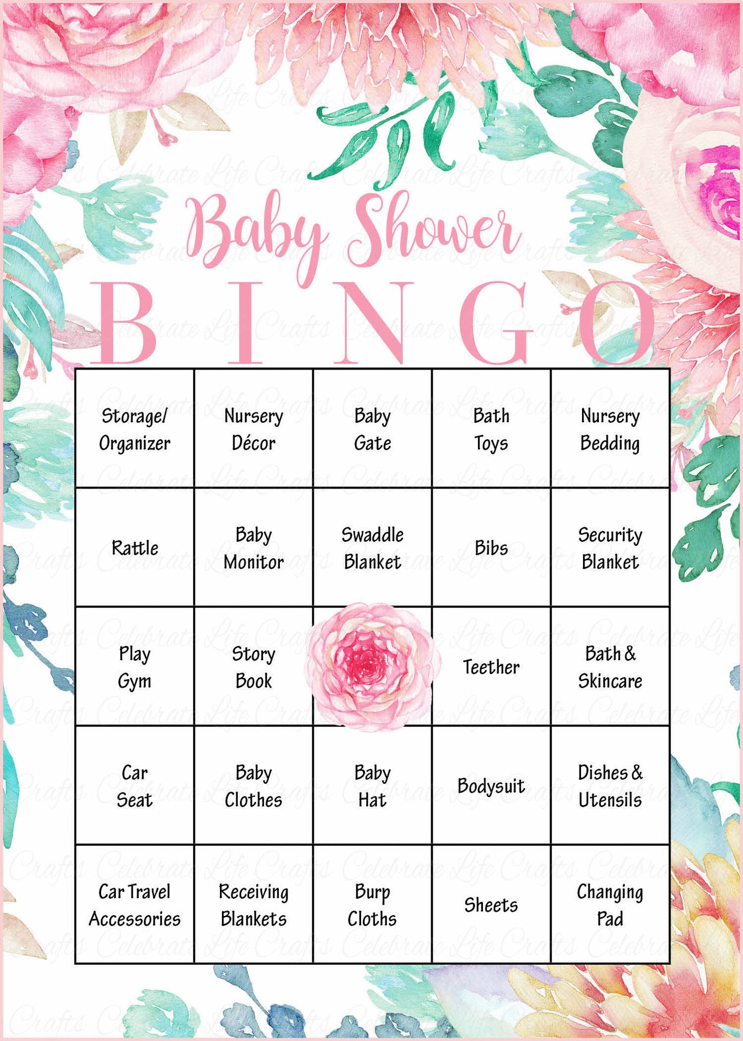 Spring Baby Shower Game Download for Girl | Baby Bingo ...