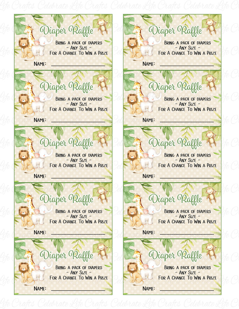 diaper raffle tickets for baby shower safari baby shower