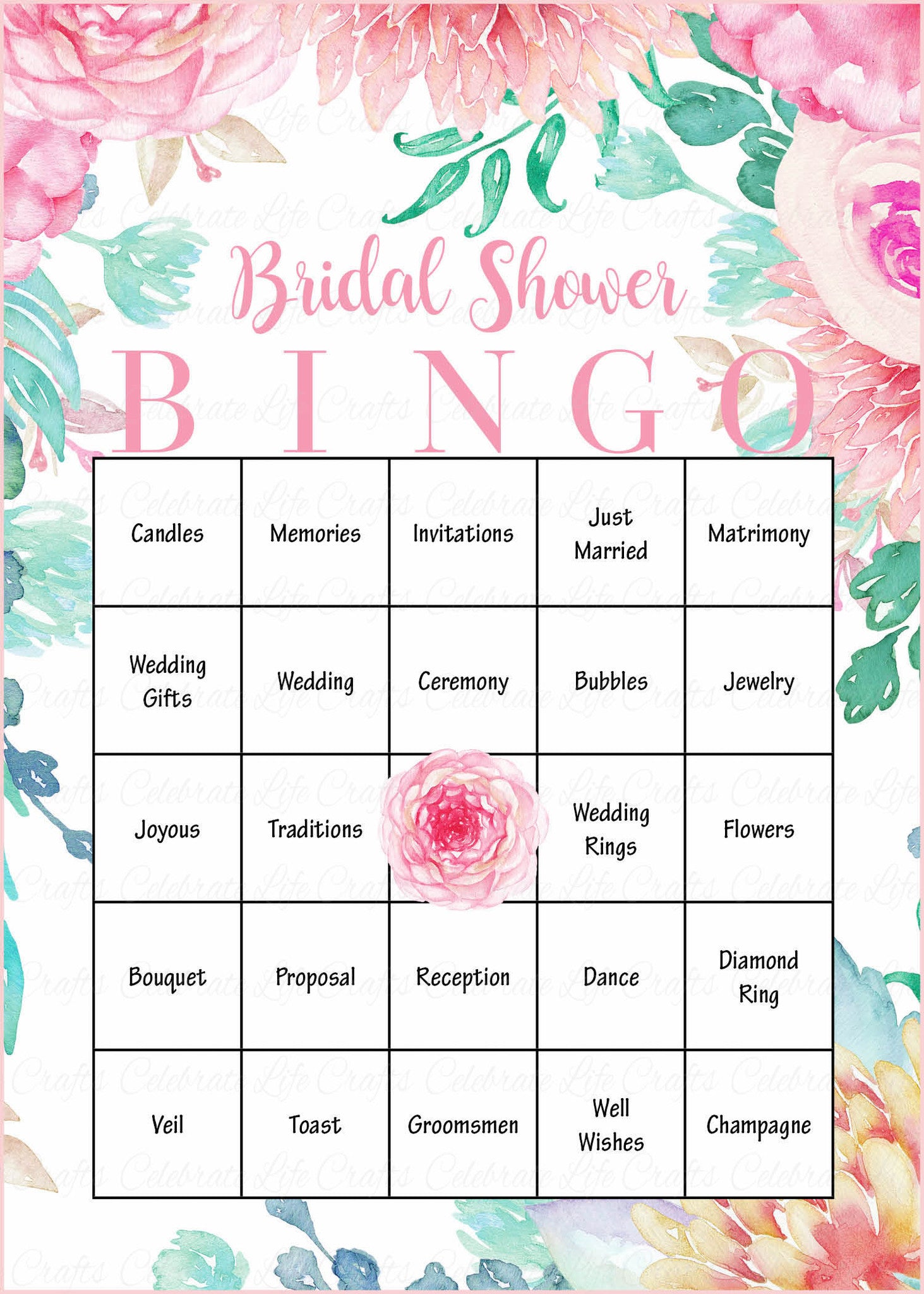 wedding shower bingo