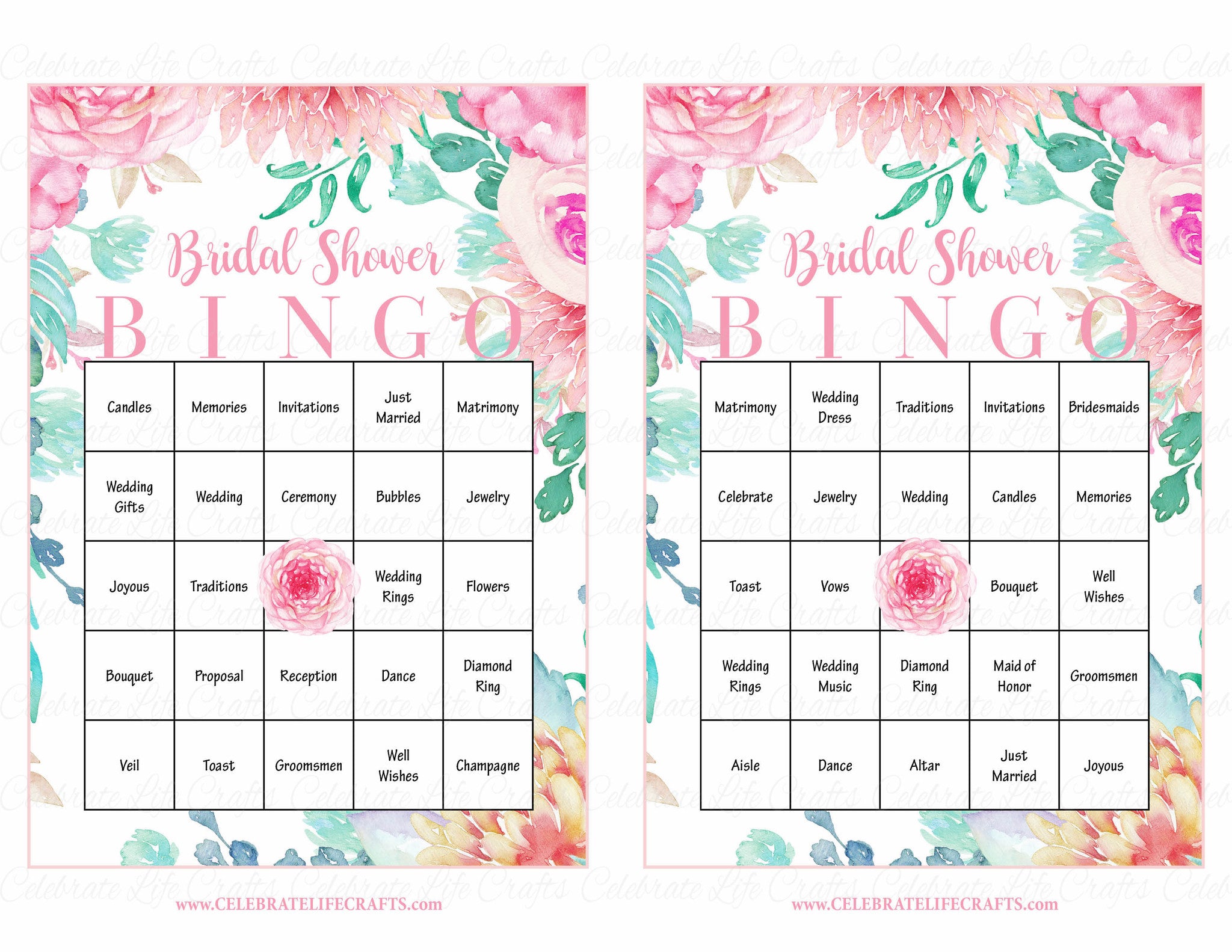 Floral Bridal Shower Game Download for Wedding Shower Bridal Bingo