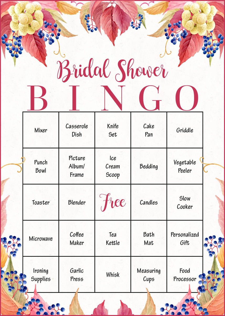 Falling in Love Fall Bridal Shower Game Download | Bridal Gift Bingo ...