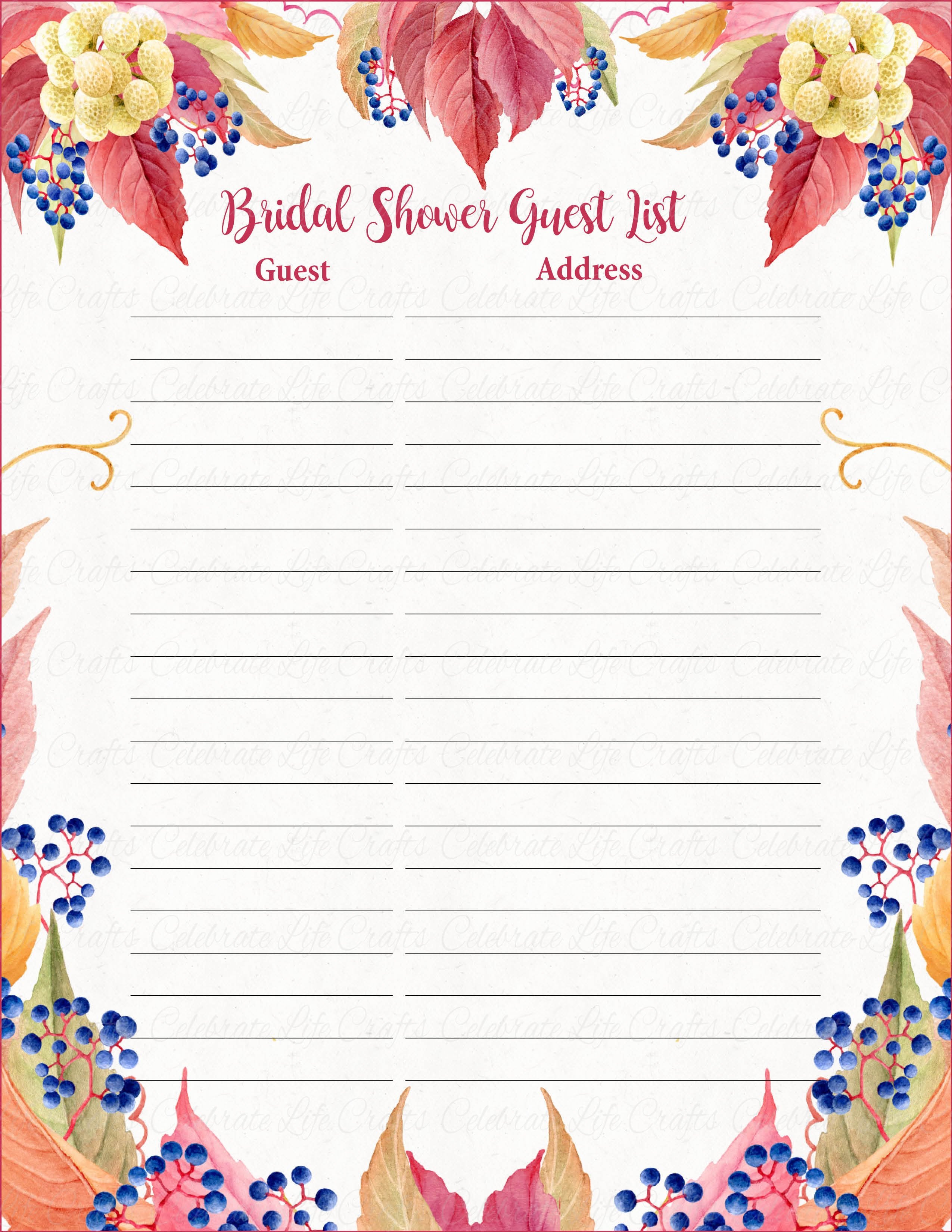 Fall Bridal Shower Guest List and Sign Set Falling in Love Wedding