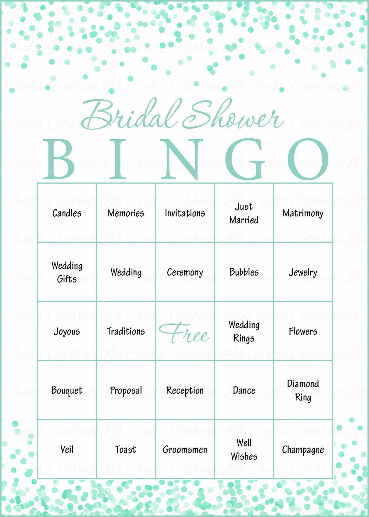 wedding shower bingo