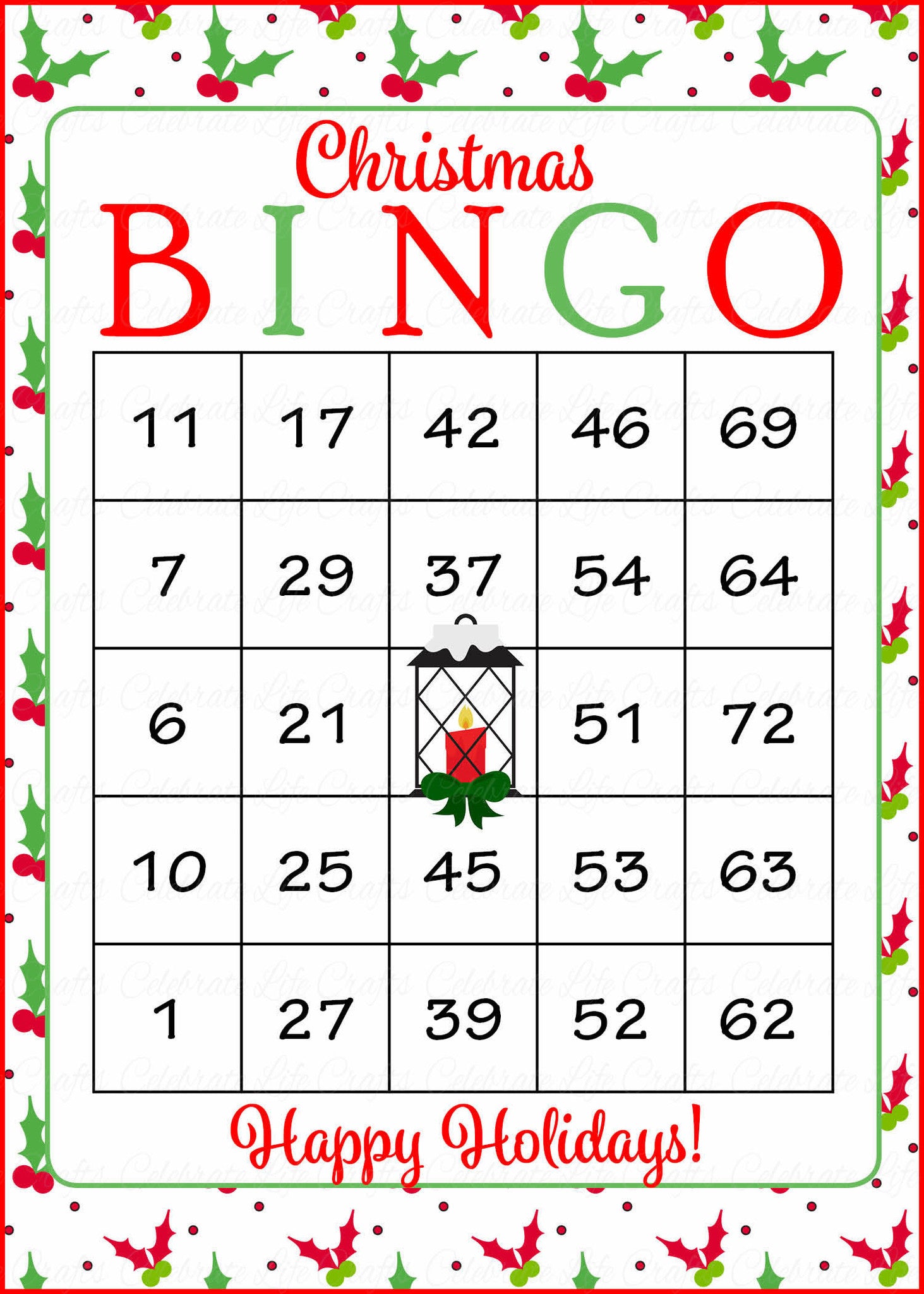 Free Printable Christmas Themed Bingo Cards
