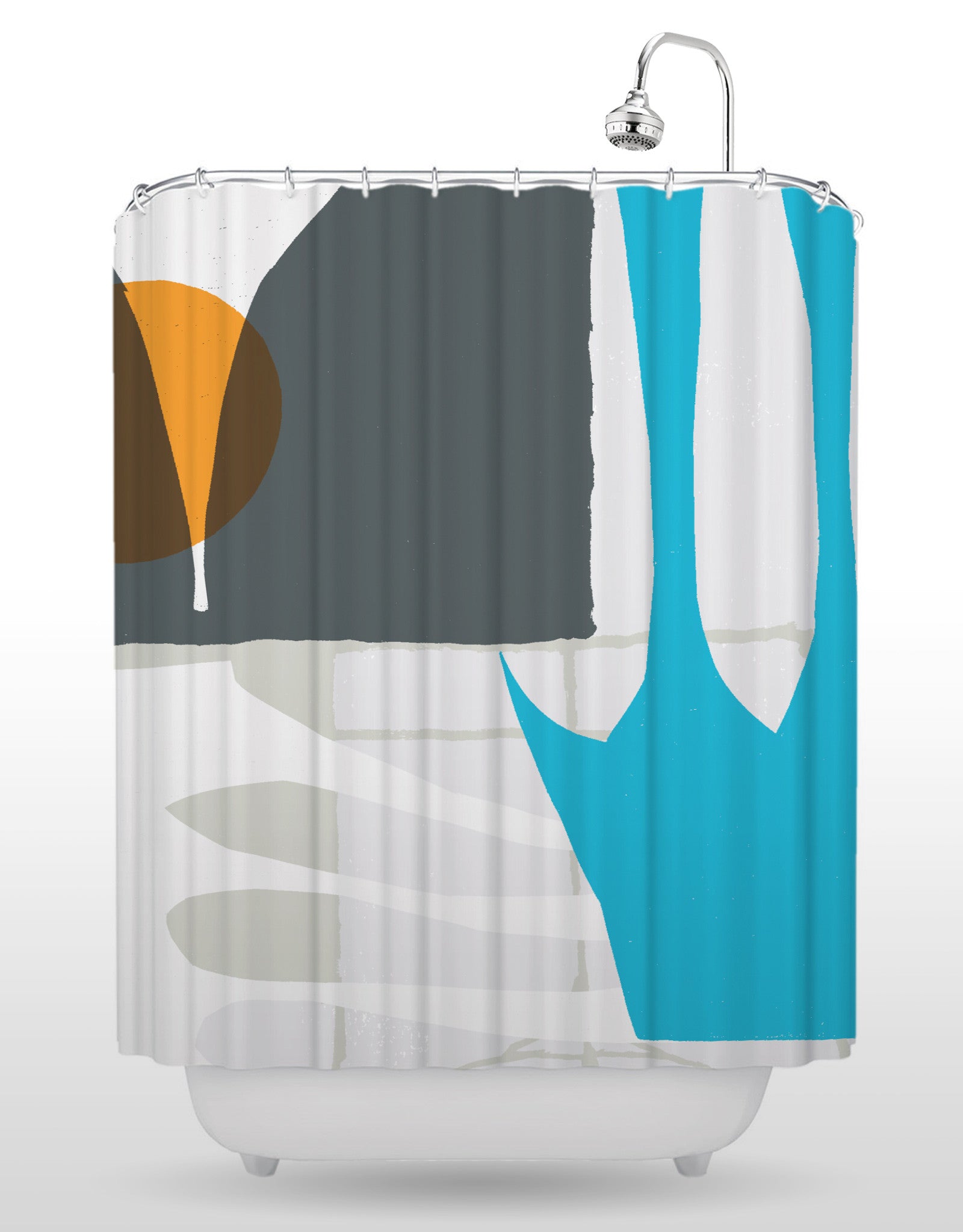 orange and gray shower curtain