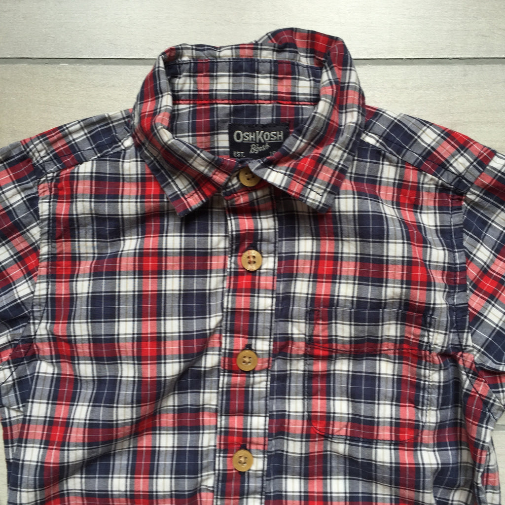 Osh Kosh Red White & Blue Plaid Onesie Button Down Shirt – Sweet Pea ...