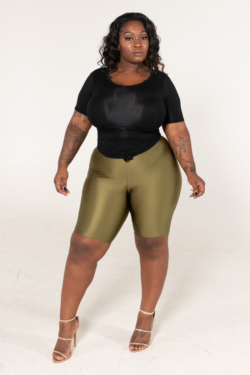 plus size black biker shorts