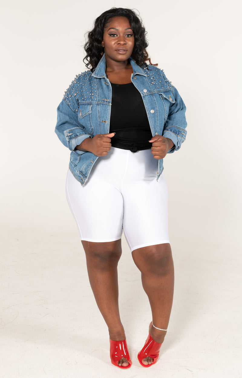 plus size white biker shorts