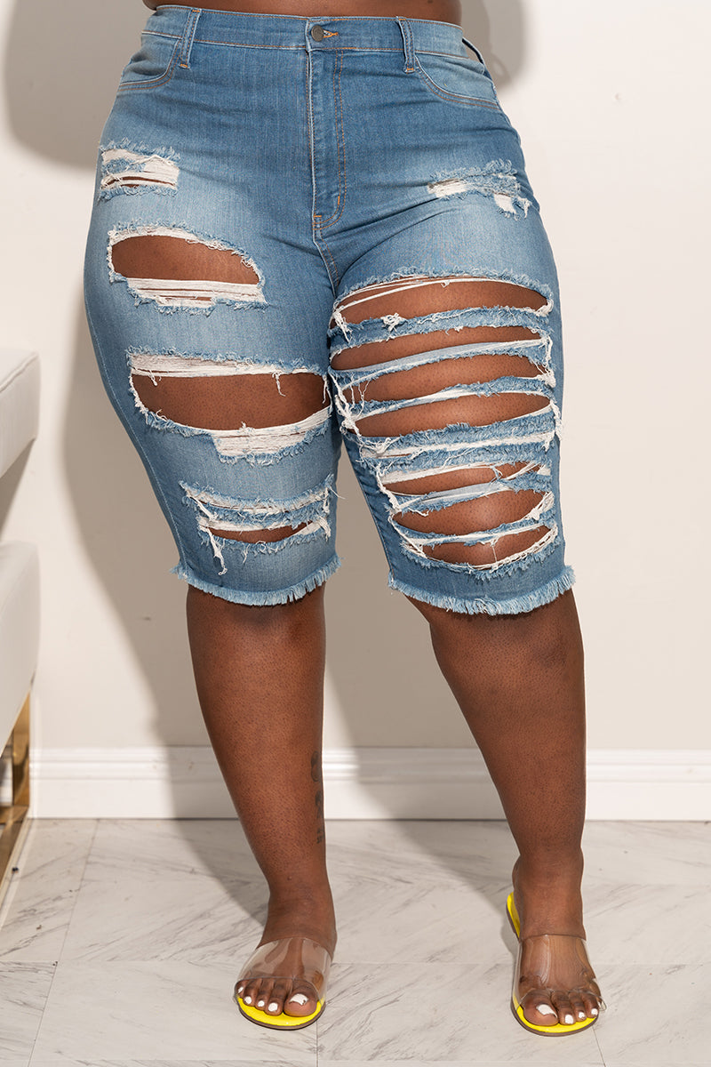 plus size ripped shorts