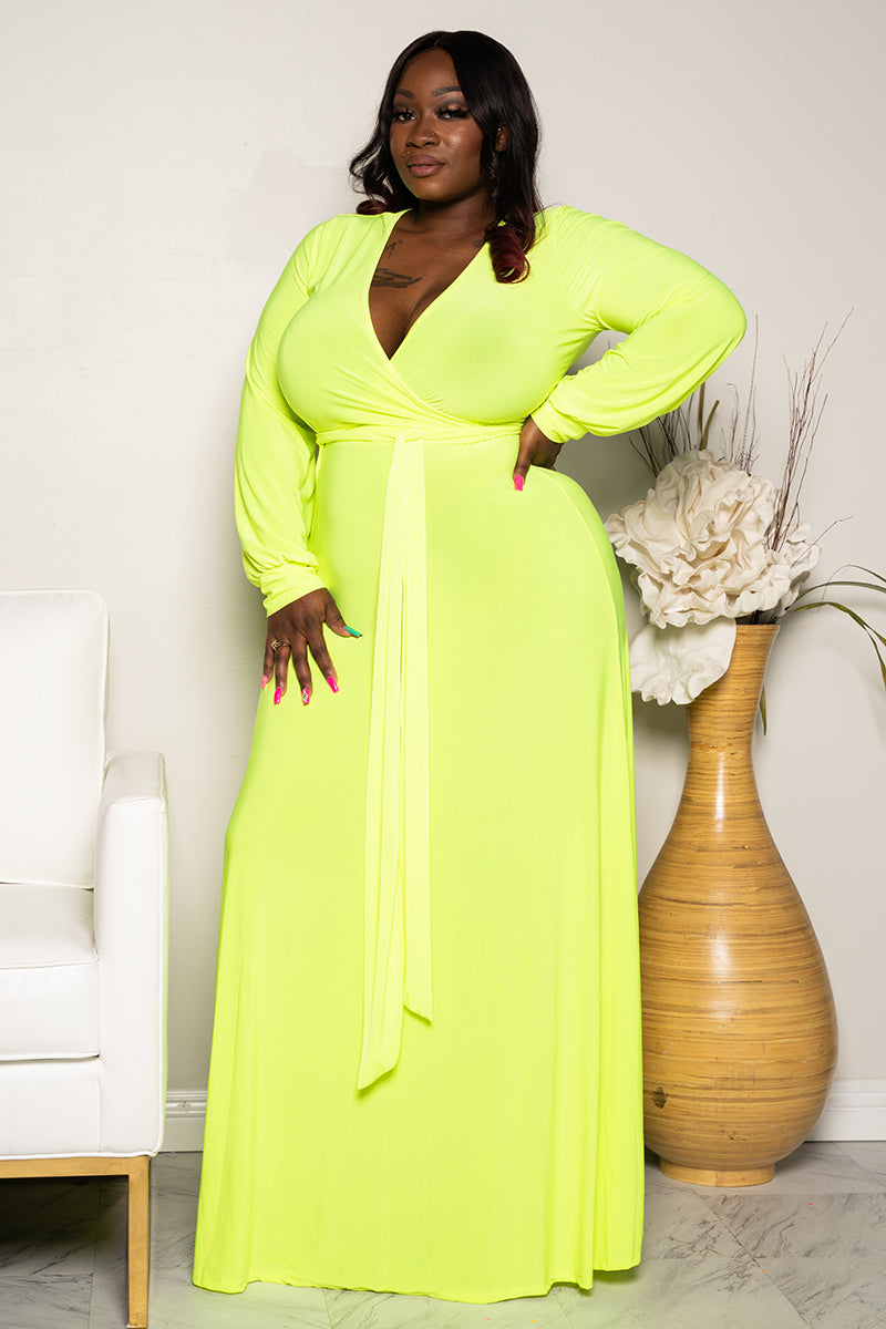 Pus Size Royalty Maxi Dress Neon Yellow Boutique115 9849
