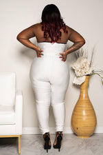 white slinky jumpsuit