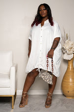 plus size white button up