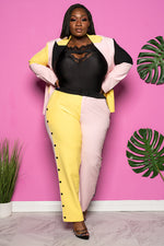 plus size yellow pant suit