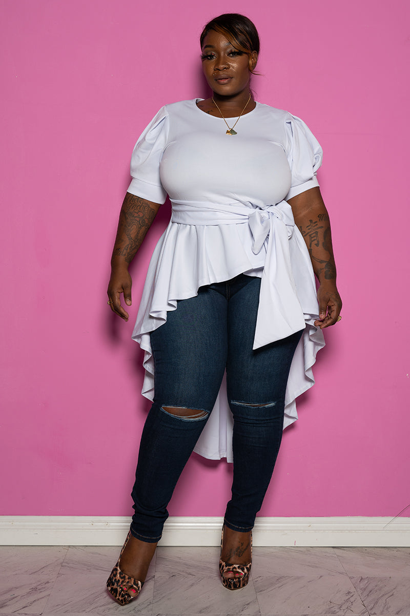 plus size denim peplum top