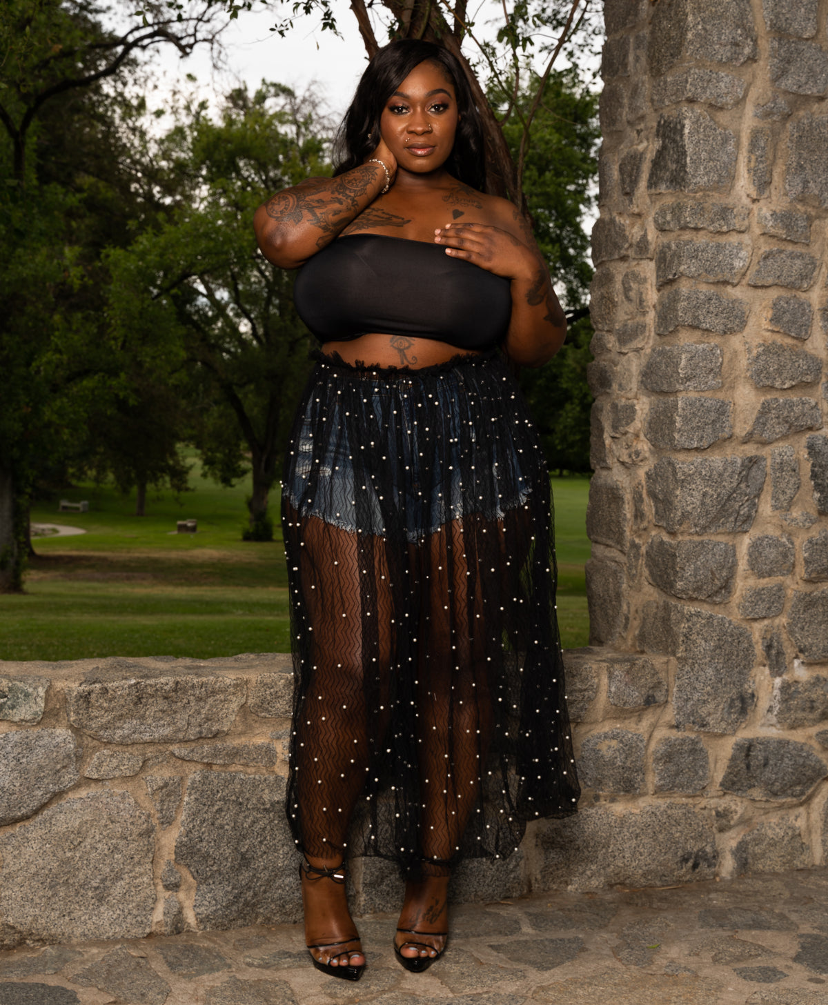 mesh skirt plus size