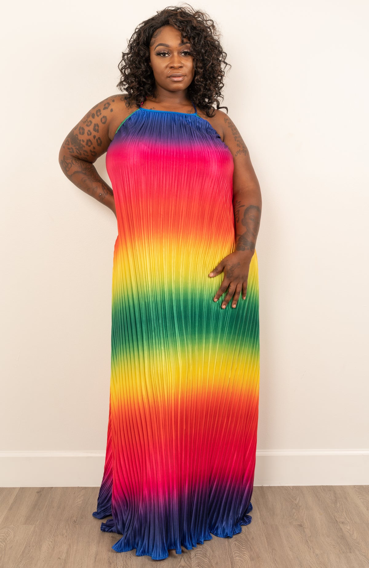 plus rainbow dress